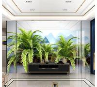XLMING Fresh Tropical Green Plants Coconut Trees Mountain Peaks 3D Wallpaper Silky Texture Home Study Office Grey Dining Room Sofa Bedroom Living Room TV Backdrop-250cm×170cm