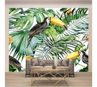 XLMING Fresh Tropical Jungle Green Leaf Parrot 3D Wallpaper Luxury Home Dining Decor Paste Sofa Living Room The Wall for Bedroom Mural-150cm×105cm