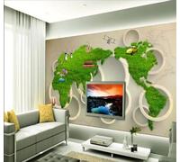 XLMING Geometric Circular Abstract World Map Hot Air Balloon 3D Wallpaper Premium Textured Silk Study Dining Living Room Bedroom Sofa TV Wall Easy Install-300cm×210cm