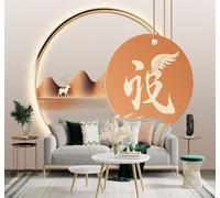 XLMING Golden Deer Mountains Little Fish Circular Art 3D Wallpaper Silky Texture Home Study Office Grey Dining Room Sofa Bedroom Living Room TV Backdrop-200cm×140cm