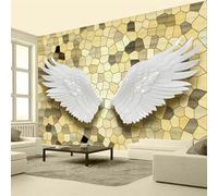 XLMING Golden Geometric Relief Angels Wings 3D Wallpaper Luxury Home Dining Decor Paste Sofa Living Room The Wall for Bedroom Mural-400cm×280cm
