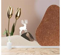 XLMING Golden Tulips White Deer Abstract Sand Rocks 3D Wallpaper Premium Textured Silk Study Dining Living Room Bedroom Sofa TV Wall Easy Install-400cm×280cm