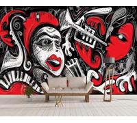 XLMING Graffiti Abstract Music Art Individuality 3D Wallpaper Luxury Home Dining Decor Paste Sofa Living Room The Wall for Bedroom Mural-200cm×140cm