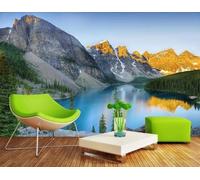 XLMING Green Forest Mountains Rivers Sky 3D Wallpaper Premium Textured Silk Study Dining Living Room Bedroom Sofa TV Wall Easy Install-430cm×300cm