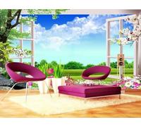 XLMING Green Forest Window Flowers Butterfly 3D Wallpaper Luxury Home Dining Decor Paste Sofa Living Room The Wall for Bedroom Mural-150cm×105cm