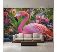 XLMING Green Jungle Flowers Pink Flamingo 3D Wallpaper Luxury Home Dining Decor Paste Sofa Living Room The Wall for Bedroom Mural-150cm×105cm