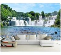XLMING Green Jungle Waterfall Lake Landscape 3D Wallpaper Luxury Silk Study Dining Feature Sofa Grey Bedroom Living Room Tv Decorative Wall-300cm×210cm