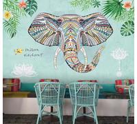 XLMING Green Plants Elephants Affordable Luxury Yoga Studio 3D Wallpaper Luxury Silk Study Dining Feature Sofa Grey Bedroom Living Room Tv Decorative Wall-200cm×140cm