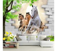 XLMING Green Trees Flowers Animals Horses 3D Wallpaper Luxury Home Dining Decor Paste Sofa Living Room The Wall for Bedroom Mural-150cm×105cm