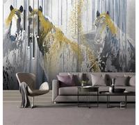 XLMING Hand Drawn Abstract Animals Golden Horse 3D Wallpaper Luxury Home Dining Decor Paste Sofa Living Room The Wall for Bedroom Mural-400cm×280cm