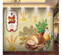 XLMING Hand Drawn Architecture Bread Green Plants 3D Wallpaper Luxury Home Dining Decor Paste Sofa Living Room The Wall for Bedroom Mural-430cm×300cm