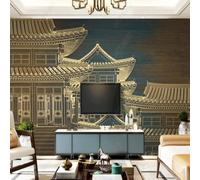 XLMING Hand Drawn Art Lines Luxury Gold Architecture 3D Wallpaper Silky Texture Home Study Office Grey Dining Room Sofa Bedroom Living Room TV Backdrop-250cm×170cm
