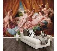 XLMING Hand Drawn Art Retro Little Angel People Beautiful 3D Wallpaper Silky Texture Home Study Office Grey Dining Room Sofa Bedroom Living Room TV Backdrop-400cm×280cm