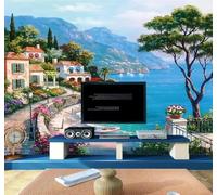 XLMING Hand Drawn Beautiful Architecture Mediterranean Landscape 3D Wallpaper Luxury Home Dining Decor Paste Sofa Living Room The Wall for Bedroom Mural-300cm×210cm