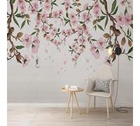 XLMING Hand Drawn Beautiful Colourful Flowers Butterflies Bees 3D Wallpaper Silky Texture Home Study Office Grey Dining Room Sofa Bedroom Living Room TV Backdrop-150cm×105cm