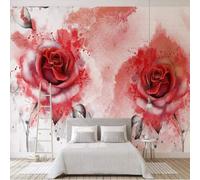 XLMING Hand Drawn Beautiful Colourful Roses Graffiti Art 3D Wallpaper Premium Textured Silk Study Dining Living Room Bedroom Sofa TV Wall Easy Install-350cm×256cm