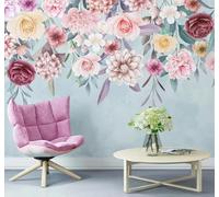 XLMING Hand Drawn Beautiful Pink Pastoral Flowers 3D Wallpaper Luxury Silk Study Dining Feature Sofa Grey Bedroom Living Room Tv Decorative Wall-350cm×256cm