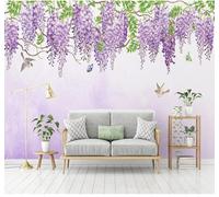 XLMING Hand Drawn Beautiful Purple Vines Butterflies 3D Wallpaper Luxury Home Dining Decor Paste Sofa Living Room The Wall for Bedroom Mural-400cm×280cm