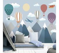 XLMING Hand Drawn Cartoon Balloon Geometric Mountain Plane 3D Wallpaper Luxury Home Dining Decor Paste Sofa Living Room The Wall for Bedroom Mural-150cm×105cm