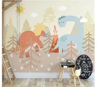 XLMING Hand Drawn Cartoon Dinosaurs Forest Sun 3D Wallpaper Premium Textured Silk Study Dining Living Room Bedroom Sofa TV Wall Easy Install-150cm×105cm