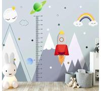 XLMING Hand Drawn Cartoon Rocket Space Rainbow 3D Wallpaper Silky Texture Home Study Office Grey Dining Room Sofa Bedroom Living Room TV Backdrop-430cm×300cm