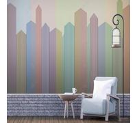 XLMING Hand Drawn Colourful Abstract Geometric Architecture Lines 3D Wallpaper Silky Texture Home Study Office Grey Dining Room Sofa Bedroom Living Room TV Backdrop-350cm×256cm