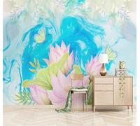XLMING Hand Drawn Creative Pink Lotus Butterfly 3D Wallpaper Luxury Home Dining Decor Paste Sofa Living Room The Wall for Bedroom Mural-200cm×140cm