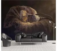 XLMING Hand Drawn Creative Retro Nostalgic Lotus Leaf Lotus Flower 3D Wallpaper Silky Texture Home Study Office Grey Dining Room Sofa Bedroom Living Room TV Backdrop-250cm×170cm