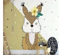 XLMING Hand Drawn Cute Cartoon Little Squirrel Sketch Art 3D Wallpaper Silky Texture Home Study Office Grey Dining Room Sofa Bedroom Living Room TV Backdrop-300cm×210cm