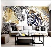 XLMING Hand Drawn Doodle Abstract Zebra Leaves 3D Wallpaper Luxury Home Dining Decor Paste Sofa Living Room The Wall for Bedroom Mural-350cm×256cm