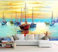 XLMING Hand Drawn Elegant Sky Sea Sailing Ship 3D Wallpaper Luxury Home Dining Decor Paste Sofa Living Room The Wall for Bedroom Mural-400cm×280cm