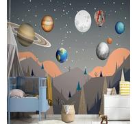 XLMING Hand Drawn Fresh and Beautiful Planet Mountain Cartoon 3D Wallpaper Luxury Home Dining Decor Paste Sofa Living Room The Wall for Bedroom Mural-150cm×105cm