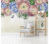 XLMING Hand Drawn Fresh Beautiful Butterflies Flowers 3D Wallpaper Luxury Home Dining Decor Paste Sofa Living Room The Wall for Bedroom Mural-200cm×140cm