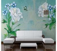 XLMING Hand Drawn Fresh Beautiful Dreamlike Watercolour Flowers 3D Wallpaper Silky Texture Home Study Office Grey Dining Room Sofa Bedroom Living Room TV Backdrop-250cm×170cm