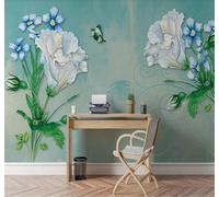 XLMING Hand Drawn Fresh Beautiful Plants Watercolour Flowers 3D Wallpaper Silky Texture Home Study Office Grey Dining Room Sofa Bedroom Living Room TV Backdrop-250cm×170cm