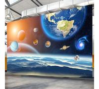 XLMING Hand Drawn Fresh Planet Universe Starry Sky Cartoon 3D Wallpaper Silky Texture Home Study Office Grey Dining Room Sofa Bedroom Living Room TV Backdrop-400cm×280cm