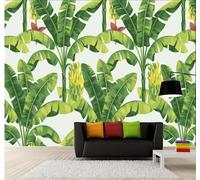 XLMING Hand Drawn Fresh Rainforest Plantain Banana Leaves Pastoral 3D Wallpaper Silky Texture Home Study Office Grey Dining Room Sofa Bedroom Living Room TV Backdrop-200cm×140cm