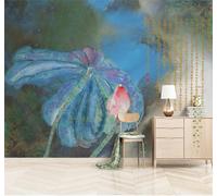 XLMING Hand Drawn Graffiti Chinese Lotus Heart Sutra 3D Wallpaper Silky Texture Home Study Office Grey Dining Room Sofa Bedroom Living Room TV Backdrop-400cm×280cm