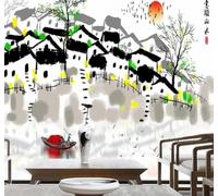 XLMING Hand Drawn Ink Wash Architecture Rivers Landscapes 3D Wallpaper Luxury Home Dining Decor Paste Sofa Living Room The Wall for Bedroom Mural-200cm×140cm