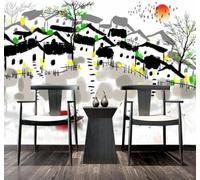 XLMING Hand Drawn Ink Wash Architecture Rivers Landscapes 3D Wallpaper Luxury Silk Study Dining Feature Sofa Grey Bedroom Living Room Tv Decorative Wall-350cm×256cm