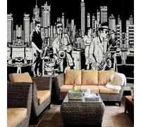 XLMING Hand Drawn Ink Wash Art Lines Architecture Music 3D Wallpaper Premium Textured Silk Study Dining Living Room Bedroom Sofa TV Wall Easy Install-250cm×170cm