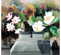 XLMING Hand Drawn Ink Wash Fresh Lotus Art 3D Wallpaper Luxury Home Dining Decor Paste Sofa Living Room The Wall for Bedroom Mural-350cm×256cm