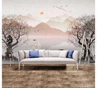 XLMING Hand Drawn Landscape Sunrise Trees Reindeer Scenery 3D Wallpaper Luxury Home Dining Decor Paste Sofa Living Room The Wall for Bedroom Mural-400cm×280cm