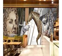 XLMING Hand Drawn Lines Galloping Horses Figures Portraits Art 3D Wallpaper Premium Textured Silk Study Dining Living Room Bedroom Sofa TV Wall Easy Install-200cm×140cm