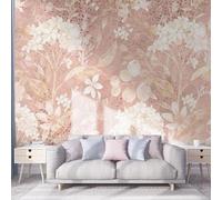 XLMING Hand Drawn Pink Plants Leaves Flowers 3D Wallpaper Luxury Silk Study Dining Feature Sofa Grey Bedroom Living Room Tv Decorative Wall-150cm×105cm