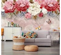 XLMING Hand Drawn Plants Beautiful Flowers Butterflies 3D Wallpaper Luxury Silk Study Dining Feature Sofa Grey Bedroom Living Room Tv Decorative Wall-430cm×300cm