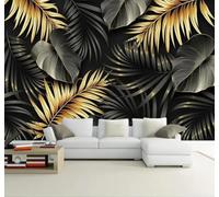 XLMING Hand Drawn Plants Gold Leaves Luxurious 3D Wallpaper Luxury Silk Study Dining Feature Sofa Grey Bedroom Living Room Tv Decorative Wall-300cm×210cm