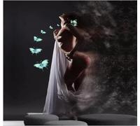 XLMING Hand Drawn Sensual Beautiful Women Butterflies The Human Form Art 3D Wallpaper Silky Texture Home Study Office Grey Dining Room Sofa Bedroom Living Room TV Backdrop-350cm×256cm