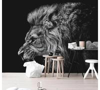 XLMING Hand Drawn Three Dimensional Black and White Lion Art 3D Wallpaper Premium Textured Silk Study Dining Living Room Bedroom Sofa TV Wall Easy Install-400cm×280cm