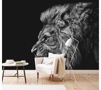 XLMING Hand Drawn Three Dimensional Black and White Lion Art 3D Wallpaper Silky Texture Home Study Office Grey Dining Room Sofa Bedroom Living Room TV Backdrop-300cm×210cm
